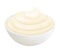 Realistic 3d creamy mayonnaise in small round bowl