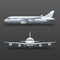 Realistic 3d detail airplane, commercial jet isolated vector illustration