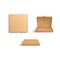 Realistic 3d Detailed Brown Blank Pizza Cardboard Boxes Template Mockup Set. Vector