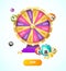 Realistic 3d Detailed Casino Fortune Wheel and Lottery Balls, Gold Coin Stacks. Vector