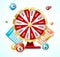 Realistic 3d Detailed Casino Fortune Wheel and Lottery Table. Vector