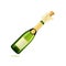 Realistic 3d Detailed Champagne Green Bottle Explosion. Vector