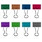 Realistic 3d Detailed Color Binder Clip Set. Vector