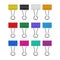 Realistic 3d Detailed Color Binder Clip Set. Vector