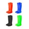 Realistic 3d Detailed Color Rubber Boots Set. Vector