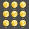 Realistic 3d Detailed Crypto Coins Set. Vector