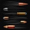 Realistic 3d Detailed Flying Bullets Set. Vector