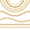 Realistic 3d Detailed Golden Chain Set. Vector