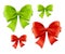 Realistic 3d Detailed Green and Red Bow Set. Vector