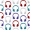 Realistic 3d Detailed Headphones Seamless Pattern Background. Vector