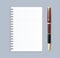 Realistic 3d Detailed Notebook Lined Spiral and Pen. Vector