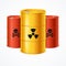 Realistic 3d Detailed Radioactive Waste Barrels Set. Vector