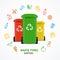 Realistic 3d Detailed Recycled Bins witch Color Outline
