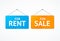 Realistic 3d Detailed Sale and Rent Signs Set. Vector