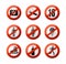 Realistic 3d Detailed Stop Signs Icons Set. Vector
