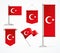 Realistic 3d Detailed Turkey Flag Banner Set. Vector