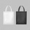 Realistic 3d Detailed White and Black Blank Tote Sale Bags Set. Vector