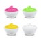 Realistic 3d Detailed White Bowls Sour Color Cream Set. Vector