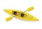 Realistic 3d Detailed Yellow Kayak with Paddle. Vector