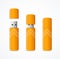 Realistic 3d Detailed Yellow USB Flash Drive Set. Vector