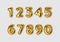 Realistic 3d font gold numbers. Number in the form of golden balloons. Template for products, advertizing, web banners