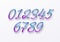 Realistic 3d golden font color rainbow holographic numbers isolated on white background. Design element for holiday