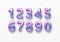 Realistic 3d golden font color rainbow holographic numbers isolated on white background. Design element for holiday
