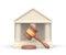 Realistic 3d icon of judge gavel and court building