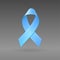 Realistic 3d illustration blue ribbon on dark gray isolated background. Prostate cancer awareness symbol. Editable template