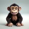 Realistic 3d Illustration Of A Cute Chimpanzee: Satirical And Grotesque Caricature