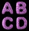 Realistic 3D letters set A, B, C, D made of low poly style. Collection symbols of low poly style pink color plastic