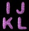 Realistic 3D letters set I, J, K, L made of low poly style. Collection symbols of low poly style pink color plastic