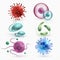 Realistic 3d microscopic viruses and bacteria vector set