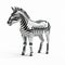 Realistic 3d Model Of Grey Zebra On White Background With Thin Steel Forms