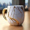 Realistic 3d Mug With Golden Paint And Twisted Branches