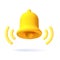 Realistic 3d notification yellow bell icon