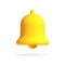 Realistic 3d notification yellow bell icon