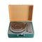 Realistic 3d portable turntable record player isolated on a vertical white background.