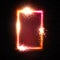 Realistic 3d rectangle neon frame with red light.