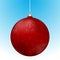 Realistic 3D red christmas ball with white reflections