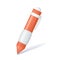 Realistic 3d red glossy pen, mechanical ballpoint pen. Cartoon 3d stationery attribute, education concept, drawing symbol, writing