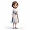 Realistic 3d Render Of Cartoon Character In Elaborate White Dress