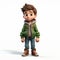 Realistic 3d Render Cartoon Of Matthew, A Kid In Green Jacket And Jeans