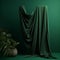 Realistic 3d Render Of Green Cloth Draped On Table Mock Up