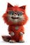 a realistic 3d render of a happy, furry, and cute cat cartoon style