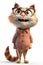 a realistic 3d render of a happy, furry, and cute cat cartoon style