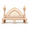 Realistic 3d Render Of Islamic Wooden Bench In Beige