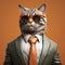 Realistic 3d Render Of An Orange Cat In A Suit And Tie