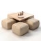 Realistic 3d Render Of Small Coffee Table On Beige Ottomans