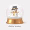 Realistic 3d render snowglobe with snowman. Christmas decoration.